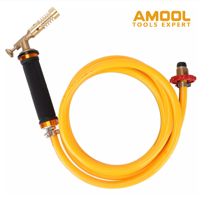 Amool Tool 2021 Outdoor Camping Bbq Welding Gas Torch With 2.5m Explosion-proof Hose Flame Gun Blow Torch Copper