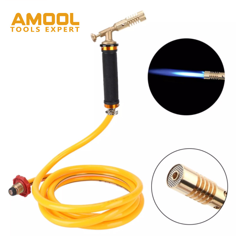 Amool Tool 2021 Outdoor Camping Bbq Welding Gas Torch With 2.5m Explosion-proof Hose Flame Gun Blow Torch Copper