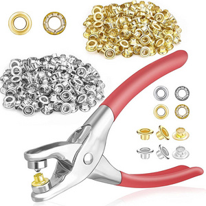 Hole Punch Press Plier Set Handheld Grommet Pliers Kit With 100 Extra Gold Eyelets Grommets For Leather Canvas Fabrics