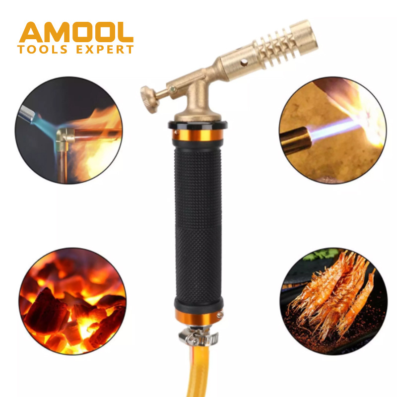 Amool Tool 2021 Outdoor Camping Bbq Welding Gas Torch With 2.5m Explosion-proof Hose Flame Gun Blow Torch Copper