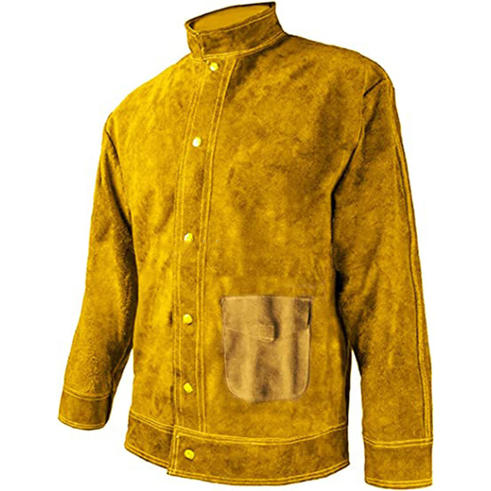 Welder Clothing Cowhide Welder Jacket Fire Proof Coverall Heavy Duty Flame Retardant Cow Leather Welding Work Jackets