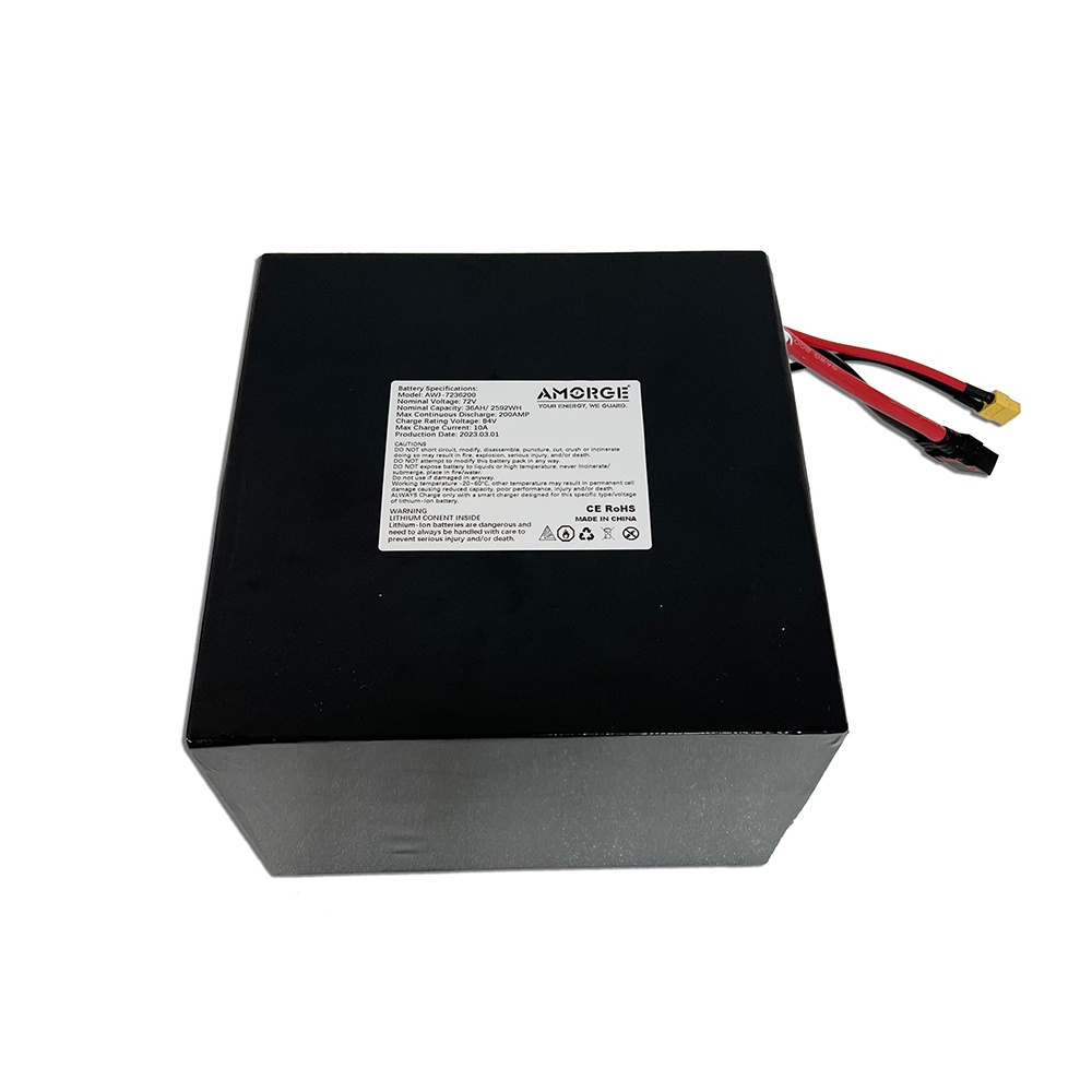 72v 36AH 200A battery  with  Bluetooth BMS, Copper Nickel Welding,battery holder from Amorge