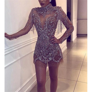 Wholesale Women Sexy Rhinestone Clubwear Bandage Bodycon Club Sexy Night Dress