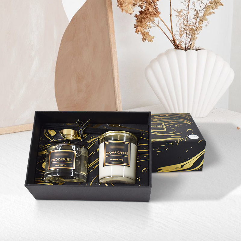 Reed diffuser scented candle black reed diffuser flowers stick reed diffuser and candle gift set