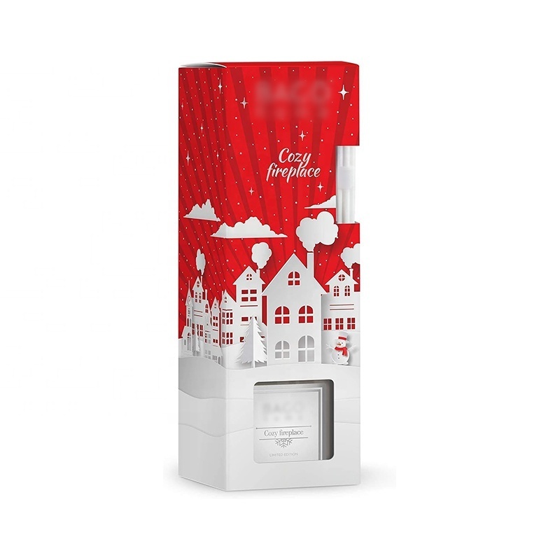 Christmas celebration luxury reed diffuser sets red packaging carton box gift set