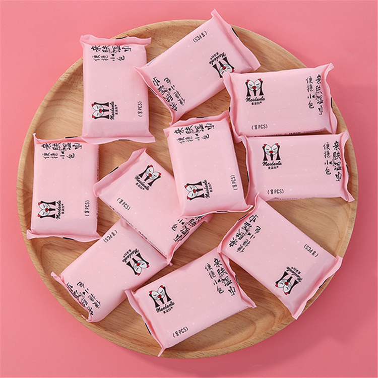 wholesale 80pcs Individual Package Gentle Facial Cotton Wipes MDL302 Private Label Pocket Wet Tissue Face Cleaning Wet Wipes