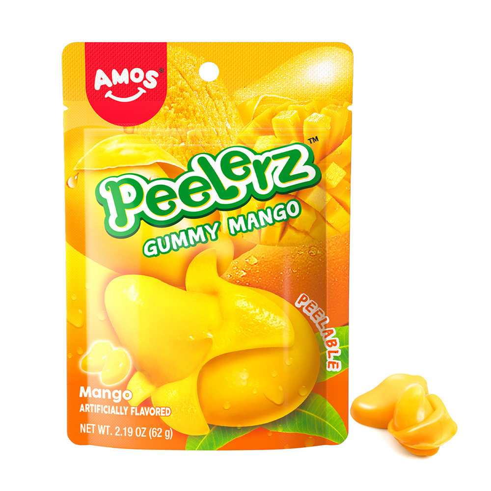 Amos Peeled Sweet Soft Candy Peelable Mango Gummies Jelly Fruit Peeling Mango Gummy Candy