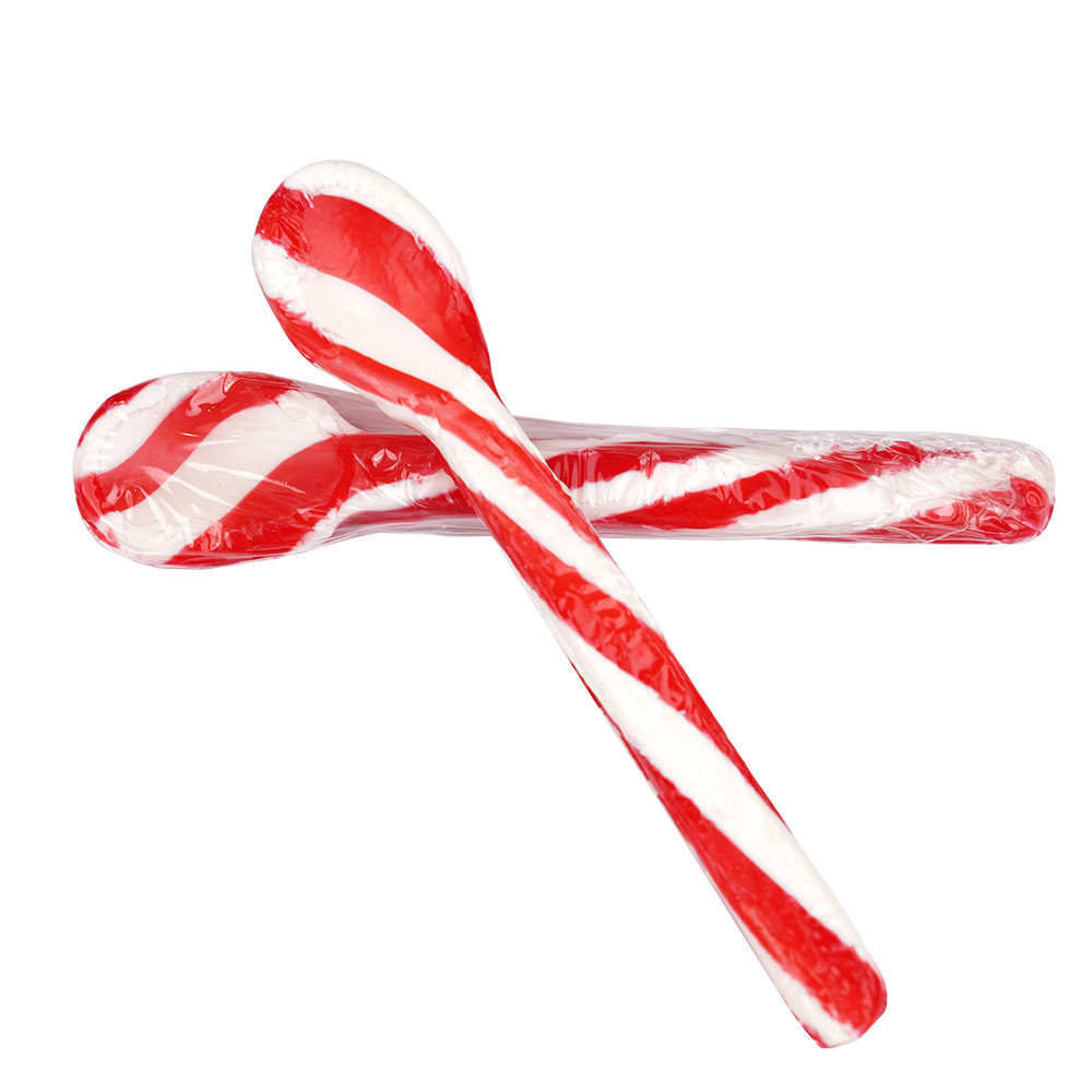 Twist Red White Color Custom Logo Christmas Spoon Shape Christmas Gift Candy Toys Sweets with Fresh Peppermint Flavor