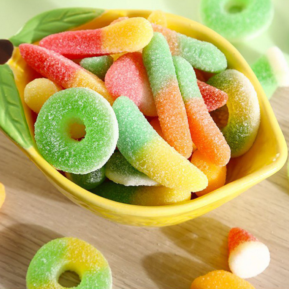 Halal Bulk Sweet and Candy Sour Flavor Different Shape Sugar Coated Gummy Candy