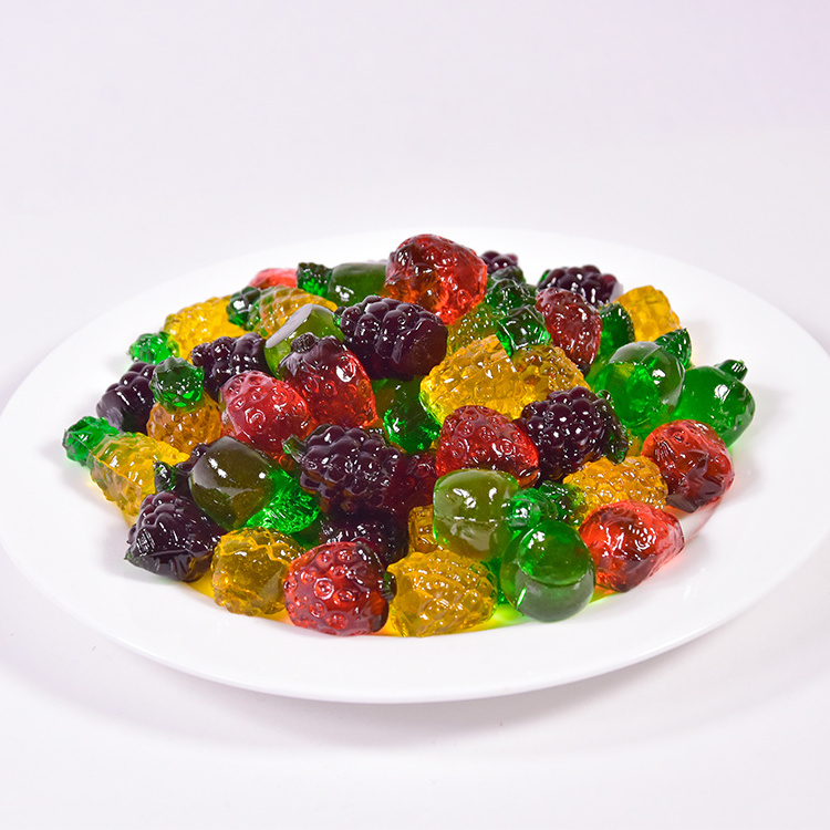 Wholesale AMOS 4D sweets fruit shape pectin gummy gandy 3D shaped gummy fruit mixed confectionery