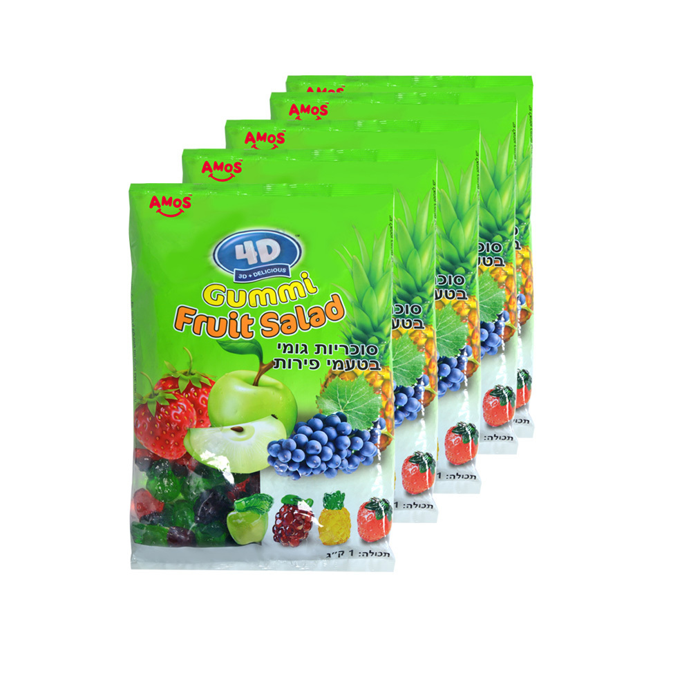 Amos 4D assorted fruit gummy candy 3D sweets soft candy halal gummy jelly soft eyeball penis gummy candy