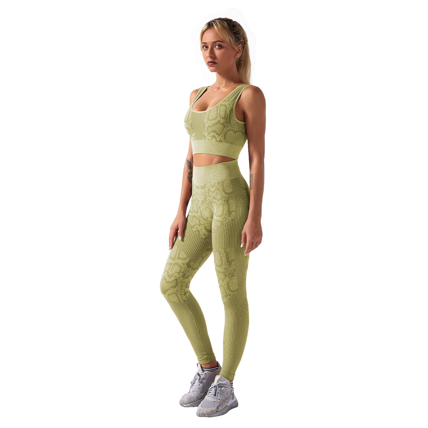 Women Gym Suit Wholesale Sport Bra Tops Snake Skin Print Yoga Leggings Set Two Pieces pants Ladies Workout Fitness Gym Wear