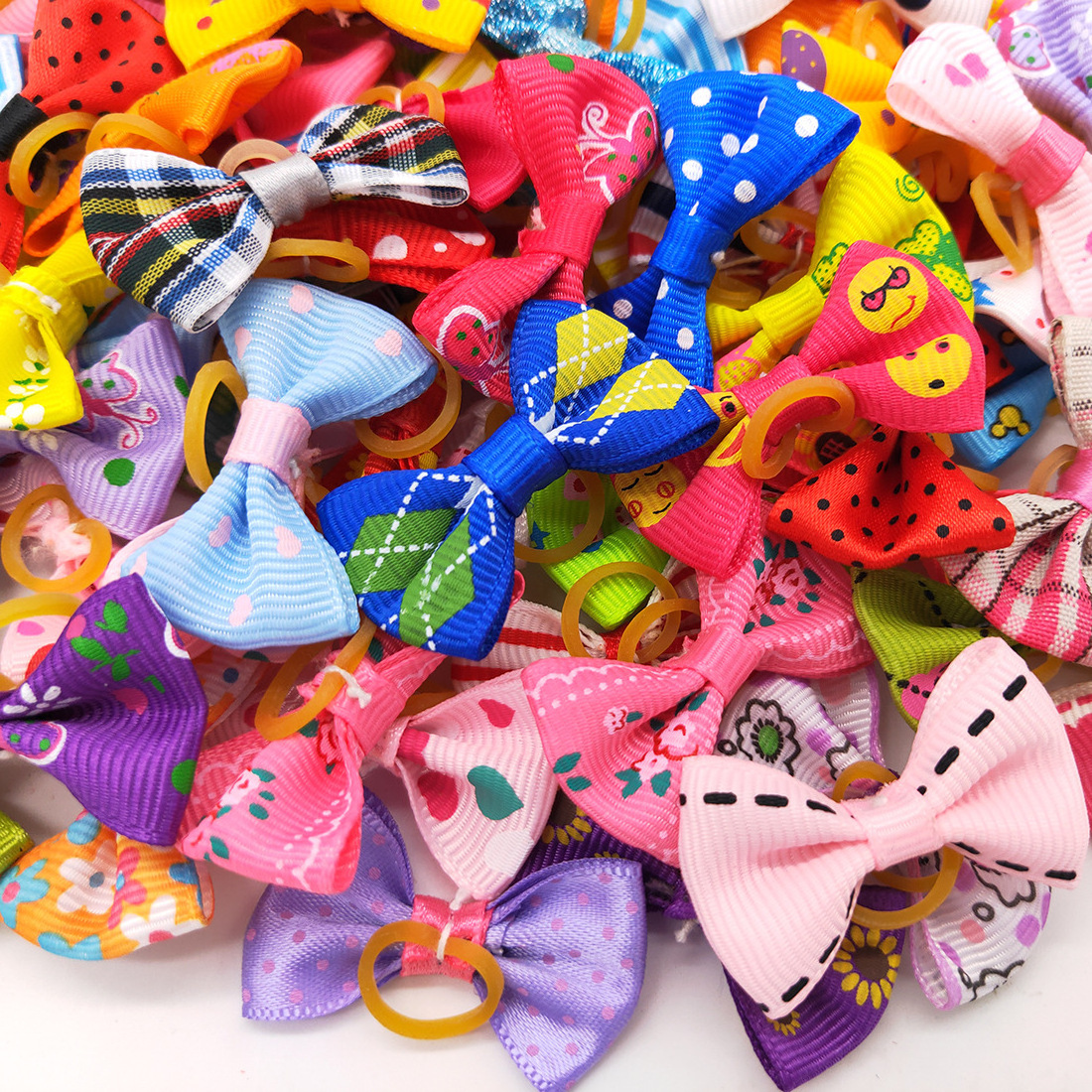 Pet Products Cute Handmade Small Puppy Dog Hair Bows Dog Hair Accessories Flower Bows Grooming Bows for Small Dogs