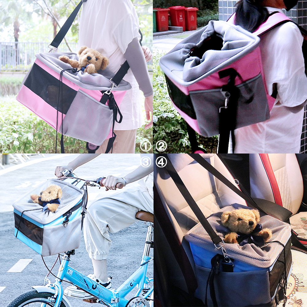 Bicycle Pet Carrier Dog Bike Front Carrier With Small Pockets Bicycle Handlebar Small Pet Carrier With Shoulder Strap