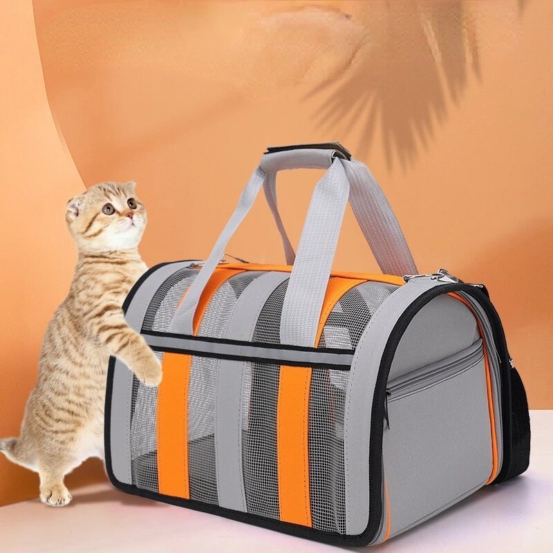 Pet Carrier Bag With Reflective Stripe Travel Bag Portable Carrier Purse Pet Cat Small Dog Breathable Handbag