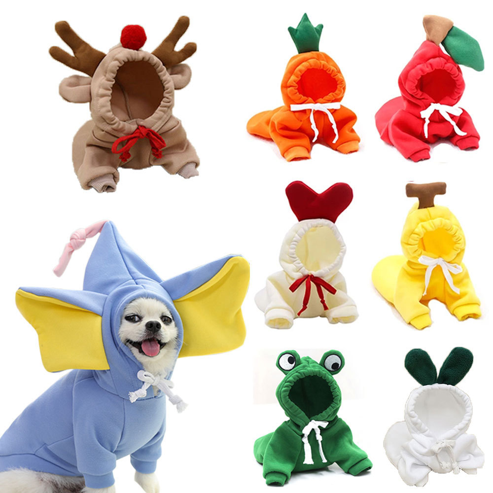 Cute Fruit Dog Clothes for Small Dogs hoodies Warm Fleece Dogs Hooded Sweatshirt Puppy Cat Costume Coat for French Chihuahua