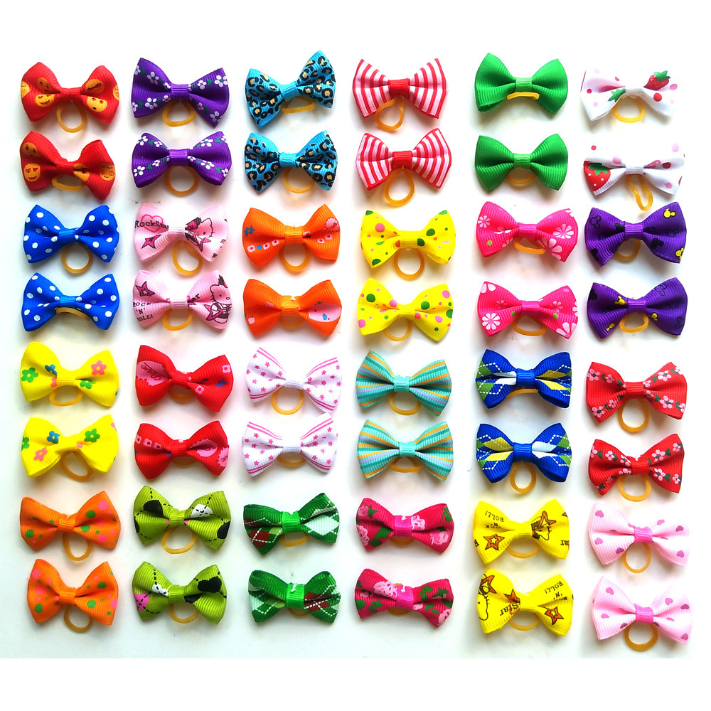 Pet Products Cute Handmade Small Puppy Dog Hair Bows Dog Hair Accessories Flower Bows Grooming Bows for Small Dogs