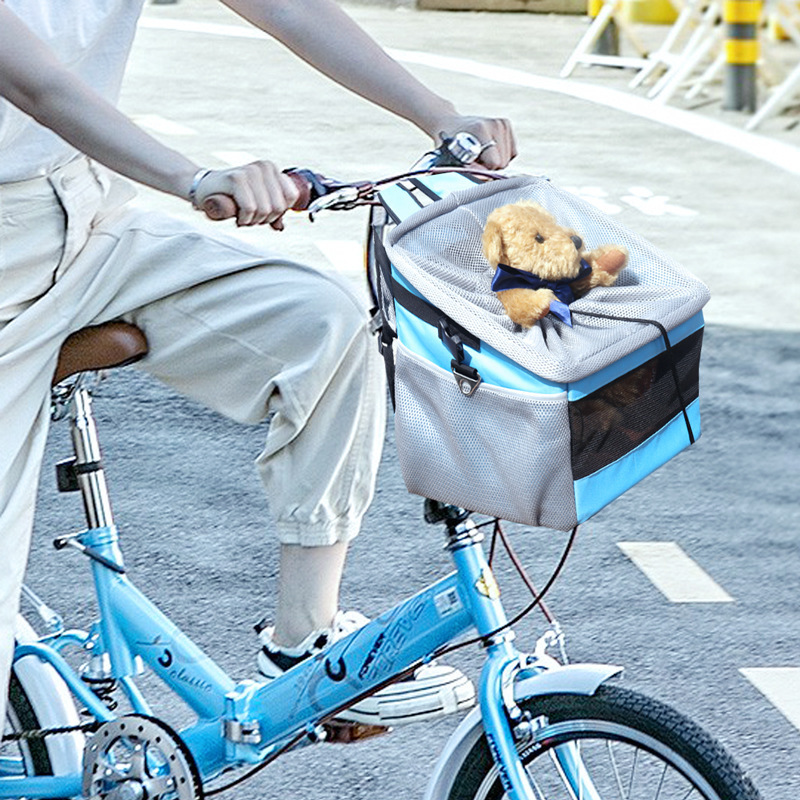 Bicycle Pet Carrier Dog Bike Front Carrier With Small Pockets Bicycle Handlebar Small Pet Carrier With Shoulder Strap