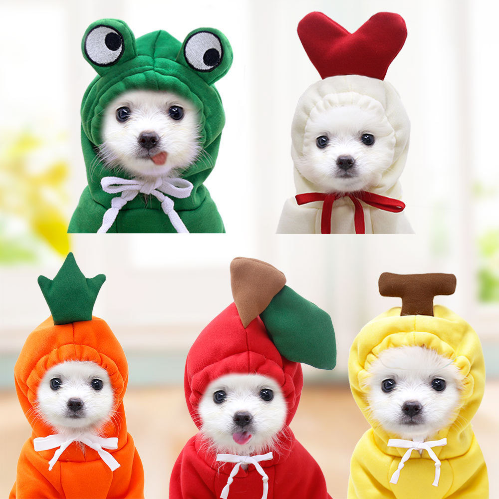 Cute Fruit Dog Clothes for Small Dogs hoodies Warm Fleece Dogs Hooded Sweatshirt Puppy Cat Costume Coat for French Chihuahua