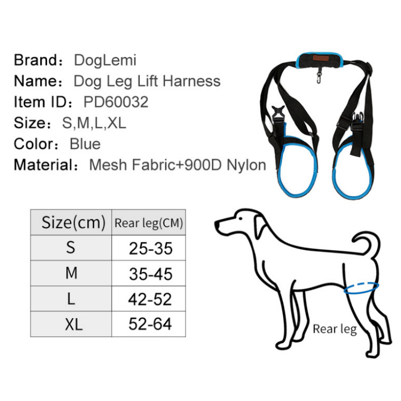 Adjustable Dog Lift Harness For Back Legs Nylon Pet Dogs Leash Assist Dog Belt Harness Pet Support Sling Help Weak Legs Stand Up