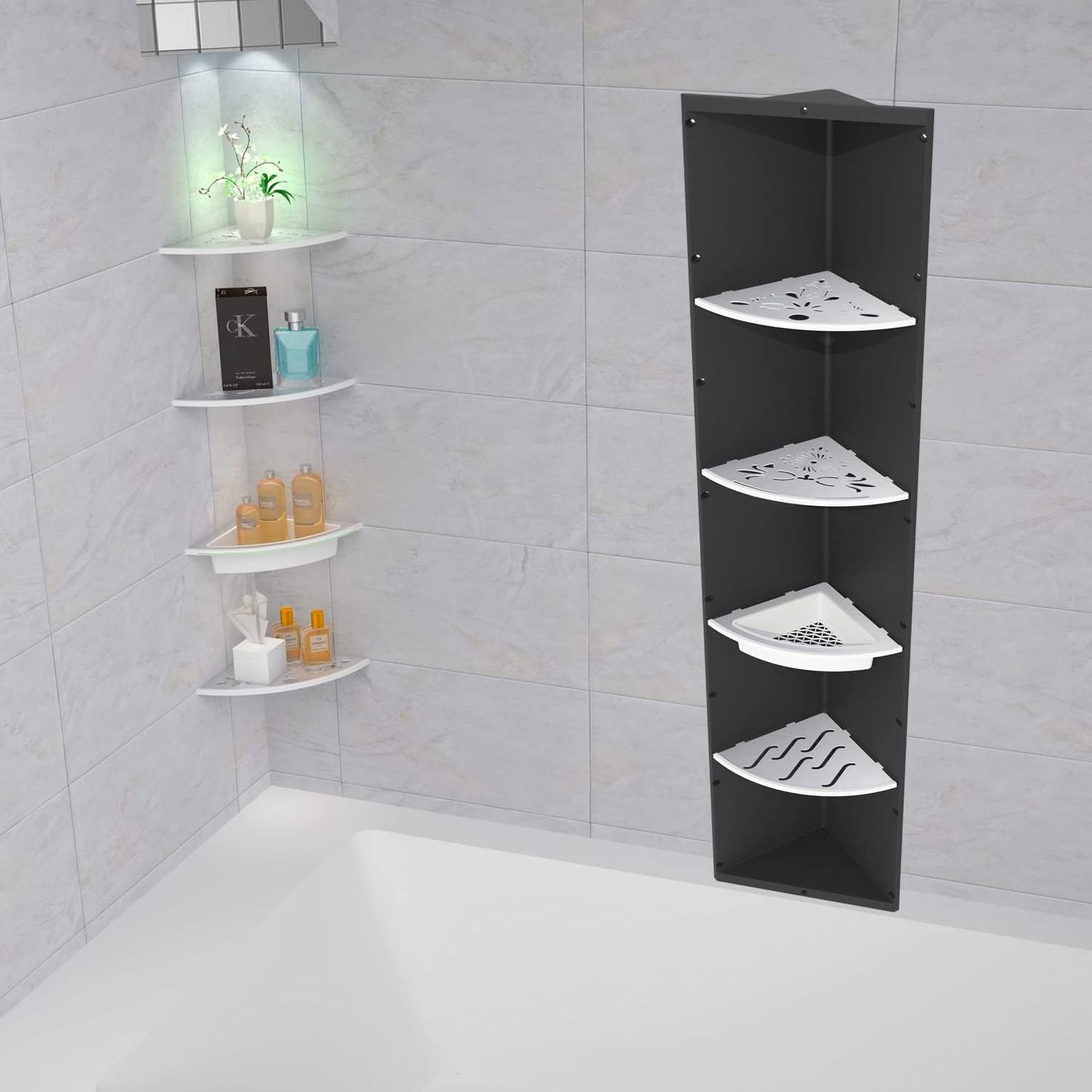 Large Corner Shower Shelf Triangle Shower Niche 14X60 Ready to Tile  4 Shelves Stainless Steel 304 Uni-Green