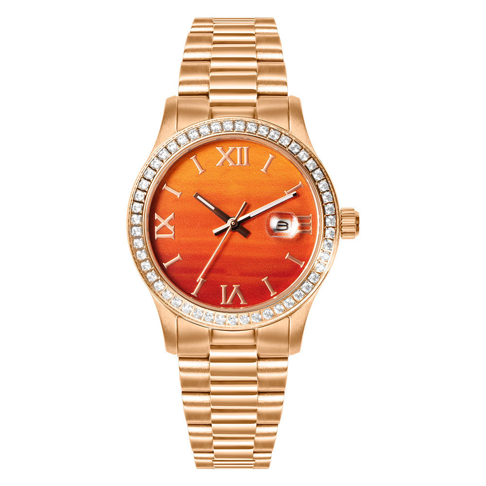 Stainless Steel  and crystal  wrist Watch for Women with marble dial high quality