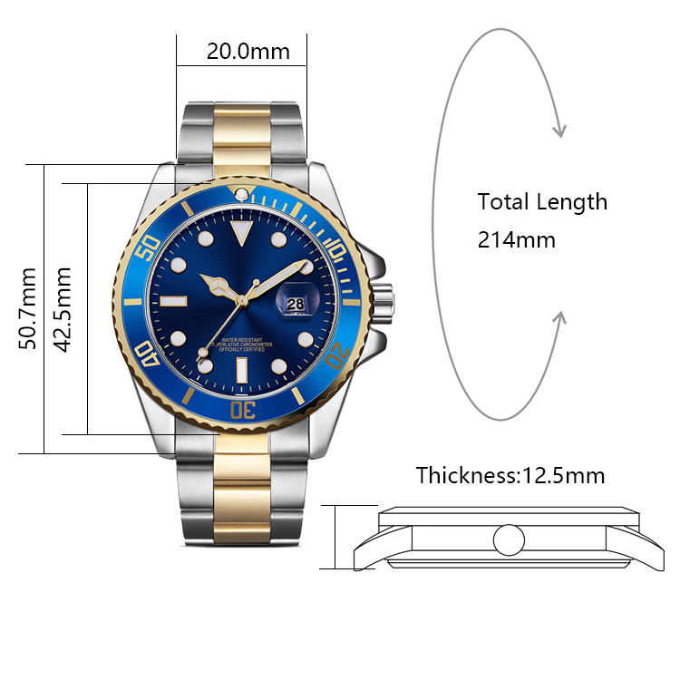 All Stainless Steel High Quality Wrist Watches Men's Watches luxury waterproof luminous watch men