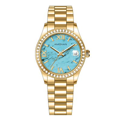 High Quality Gold Plated Watch  Luxury Woman Watches Diamond Iced Out stainless steel Band Quartz Watch For Woman with bracelet