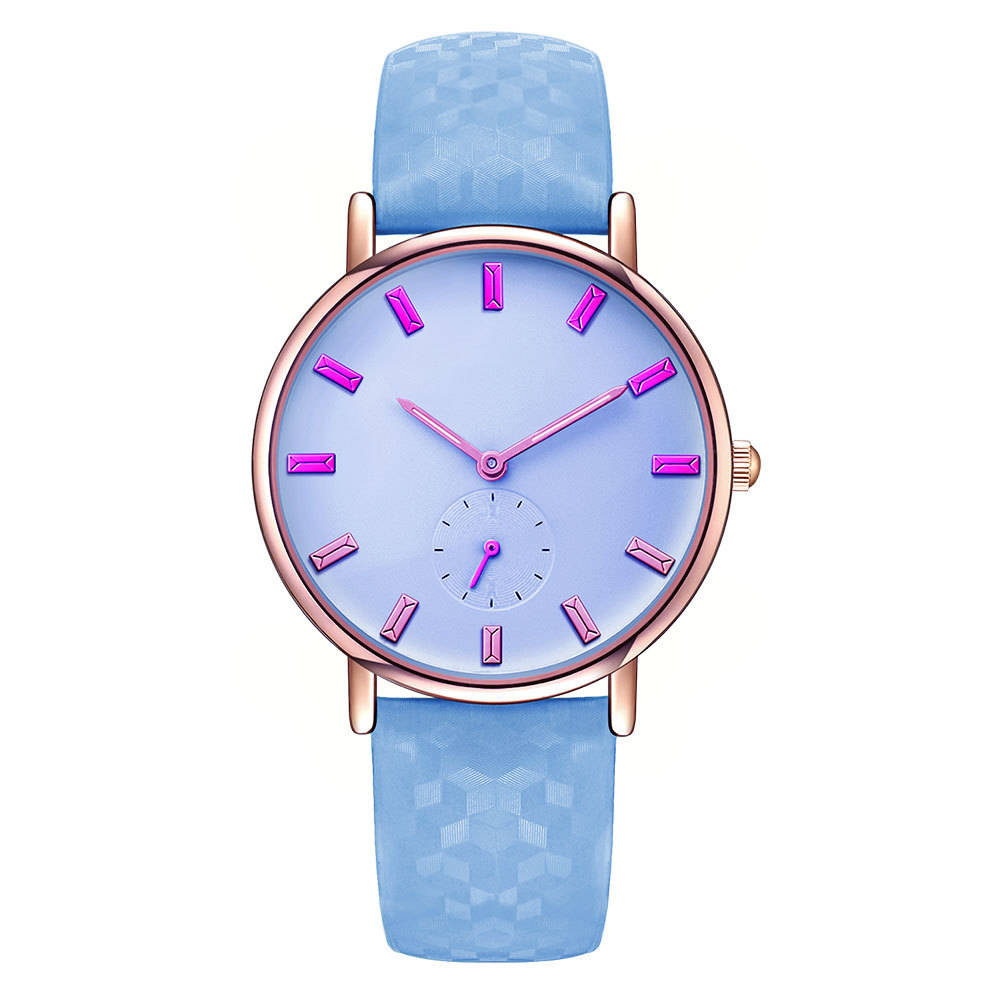 custom logo women's wrist watch with color changing leather strap