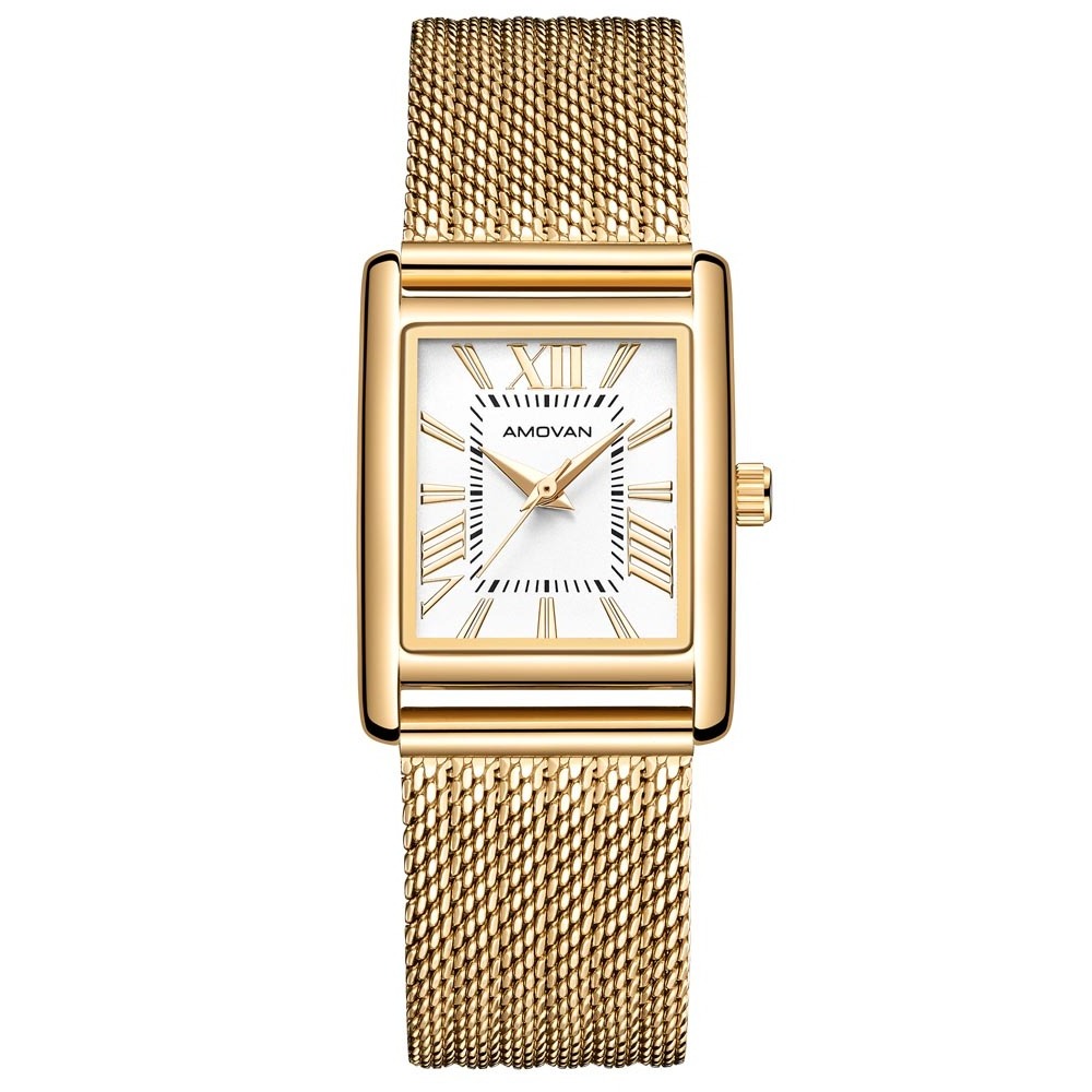 Square roman classic vintage steel mesh band ladies  quartz wrist watches women