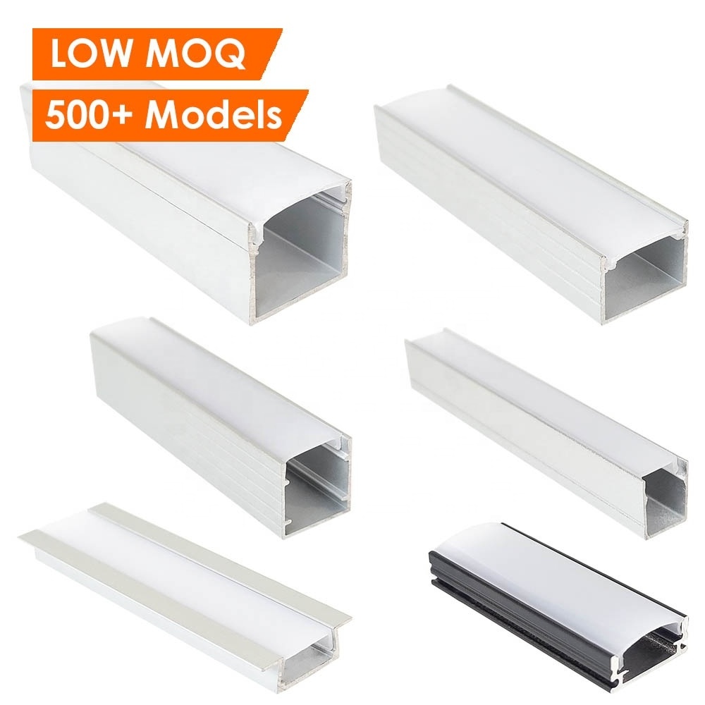 Customized Length LED Strip Aluminium Profiles Frosted Clear Cover Linear Square LED Channel