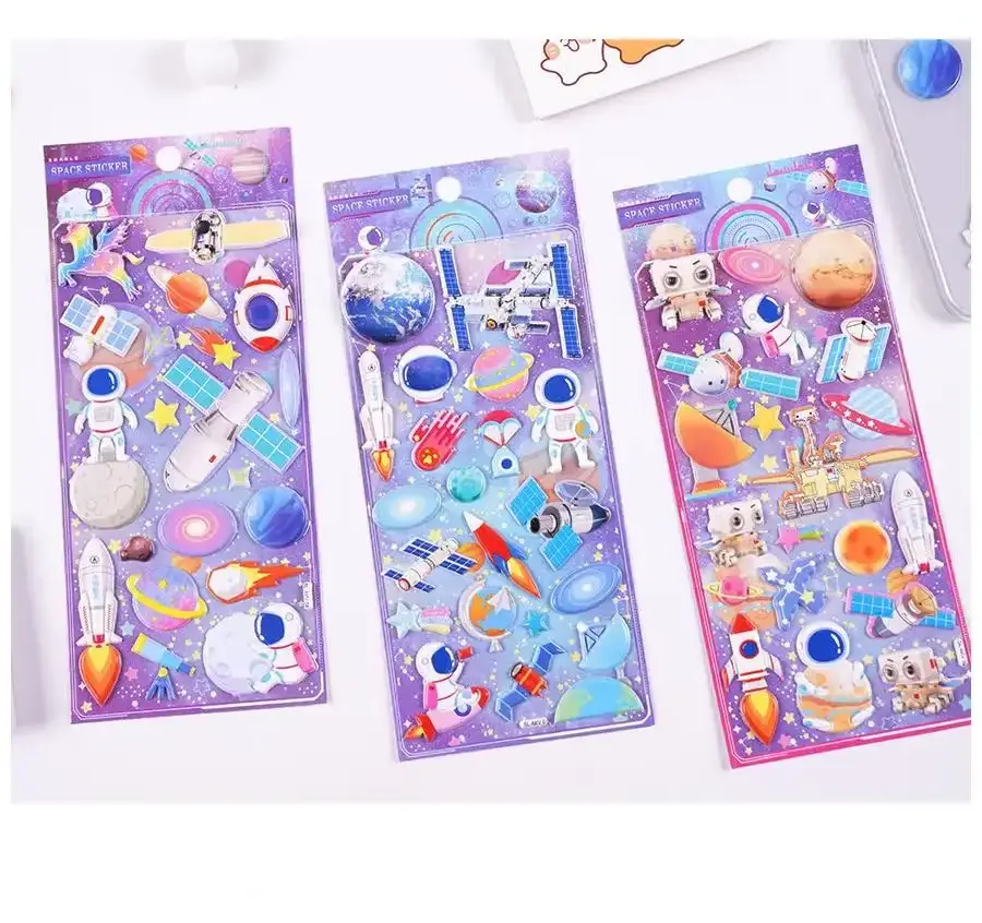 Cool Astronaut Bubble Stickers Children's Baby Reward Cartoon Stickers Flash Music Space Universe Series Foam Stickers