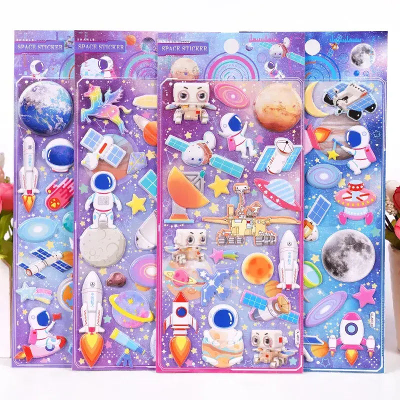 Cool Astronaut Bubble Stickers Children's Baby Reward Cartoon Stickers Flash Music Space Universe Series Foam Stickers