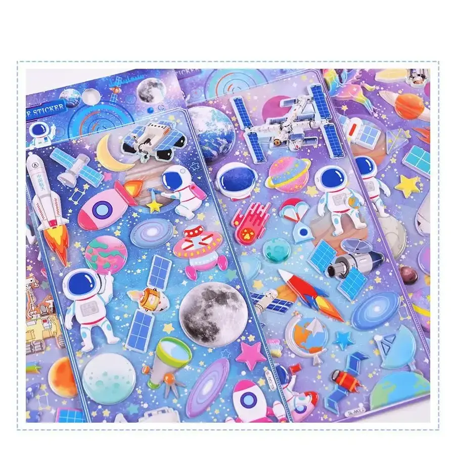 Cool Astronaut Bubble Stickers Children's Baby Reward Cartoon Stickers Flash Music Space Universe Series Foam Stickers