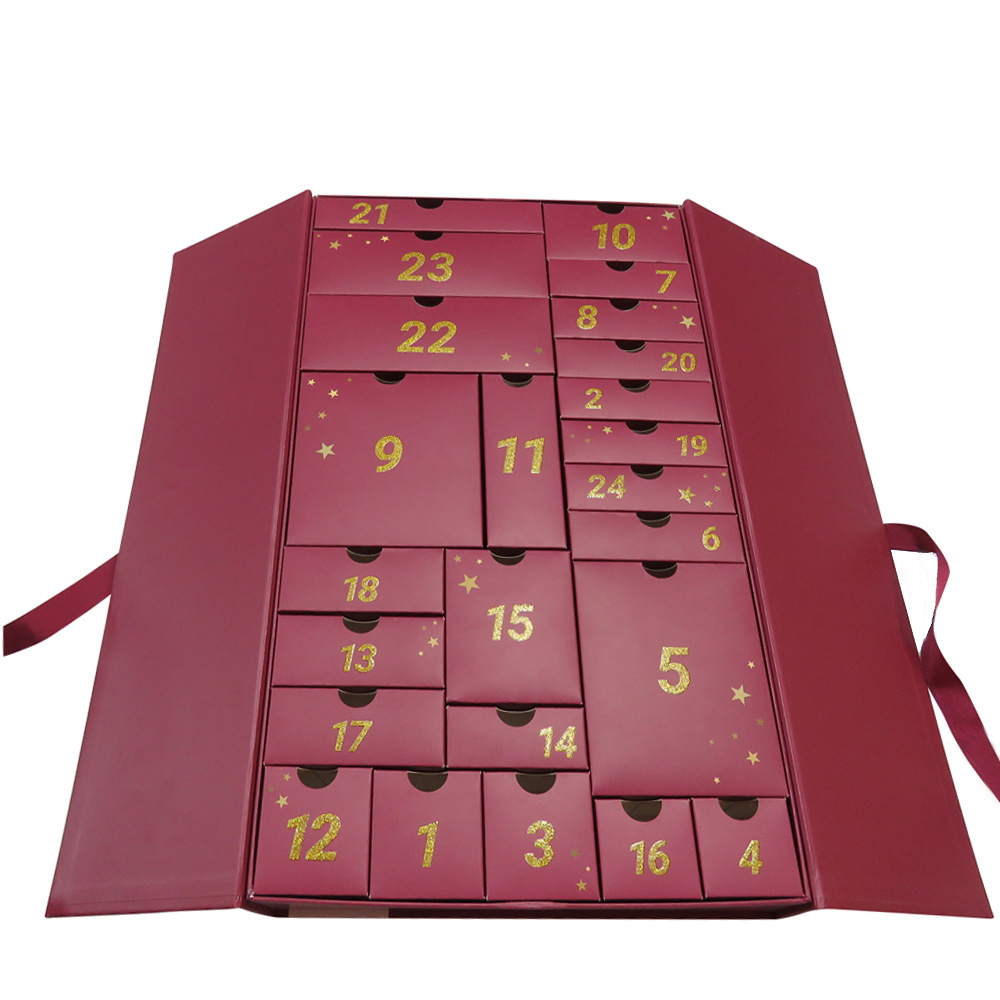 cardboard box with 24 drawers for cosmetic beauty advent calendar packaging gift boxes for christmas