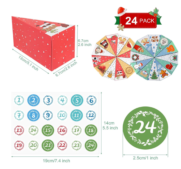 Custom 24 days Christmas Advent Calendar  folding Boxes 12 days count down advent calendar gift box