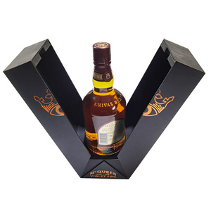 Luxury Foam insert Cardboard Soft Touch Packaging Paper Glass Wine Spirit Bottle Gift Box For Whisky