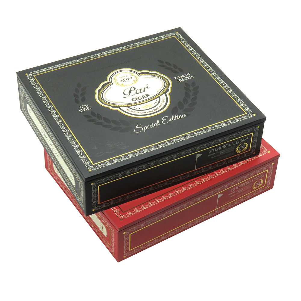 wholesale custom printed paper MDF luxury rigid packaging case magnetic lid gift packing cigar box