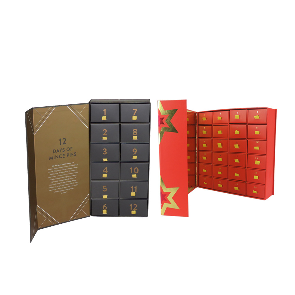 custom rigid advent calendar kalender calendario box 2023 christmas crackers bon bon food packaging