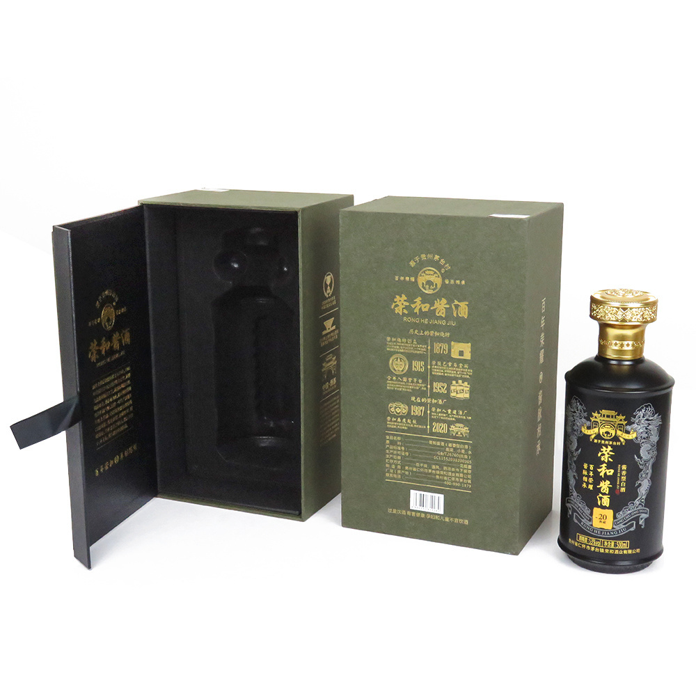 Luxury Rigid Presentation Wine alcohol Beverage whisky Sauce wine Packaging Portable Leather Gift Box