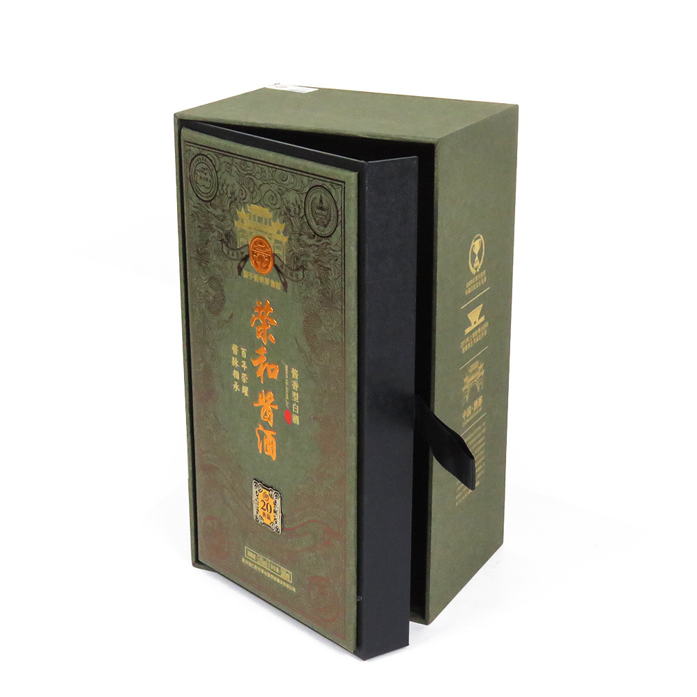 Luxury Rigid Presentation Wine alcohol Beverage whisky Sauce wine Packaging Portable Leather Gift Box