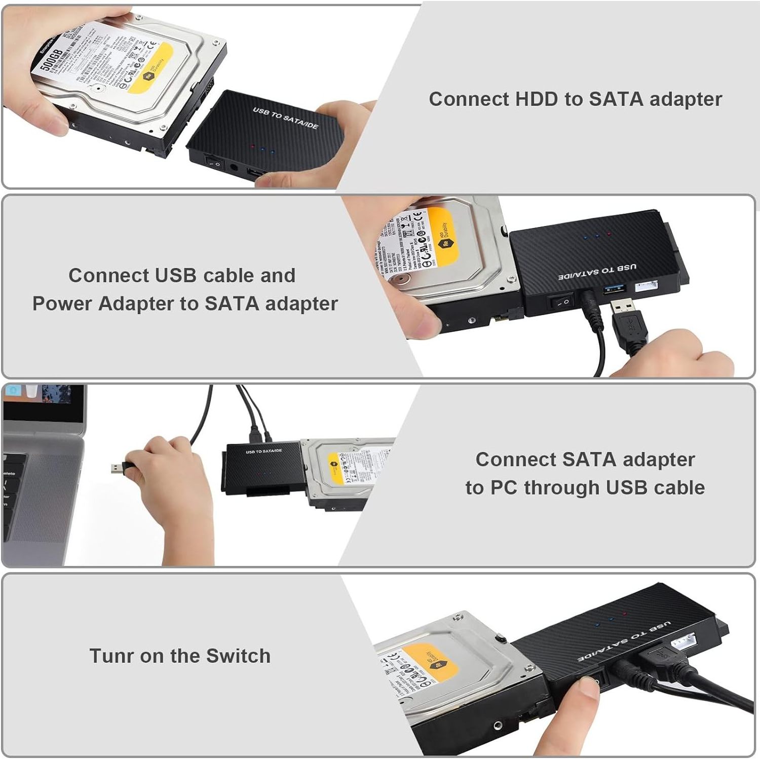 Upgraded USB C to IDE SATA Adapter Hard Drive Reader Ultra Recovery Converter Hard Drive Adapter for 2.5/3.5 HDD/SSD HDD