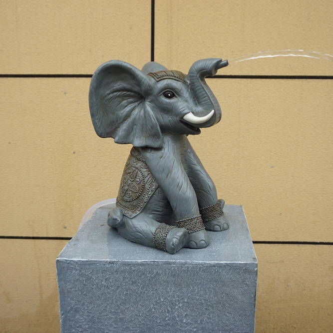 New Outdoor garden elephant Decoration Solar Water Feature Fountain With Led Light