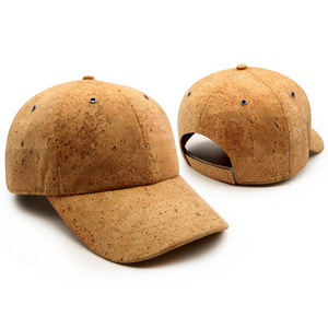 Men Eco Friendly Sustainable Recycled Cork Wooden Material 6 Panel Unstructured Curved Brim Sports Baseball Snapback Caps Hats