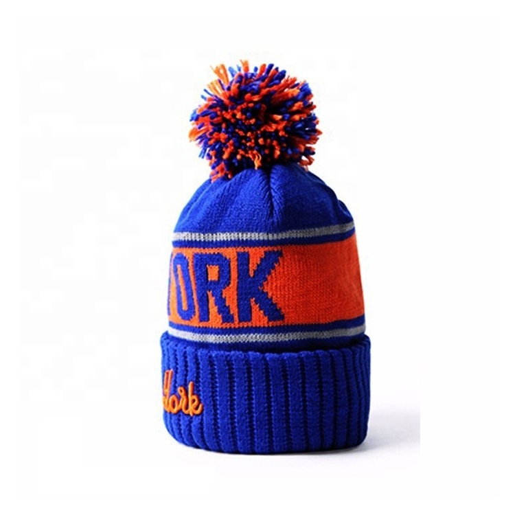 custom beanies manufacturers winter beanie  3D embroidery bobble hats