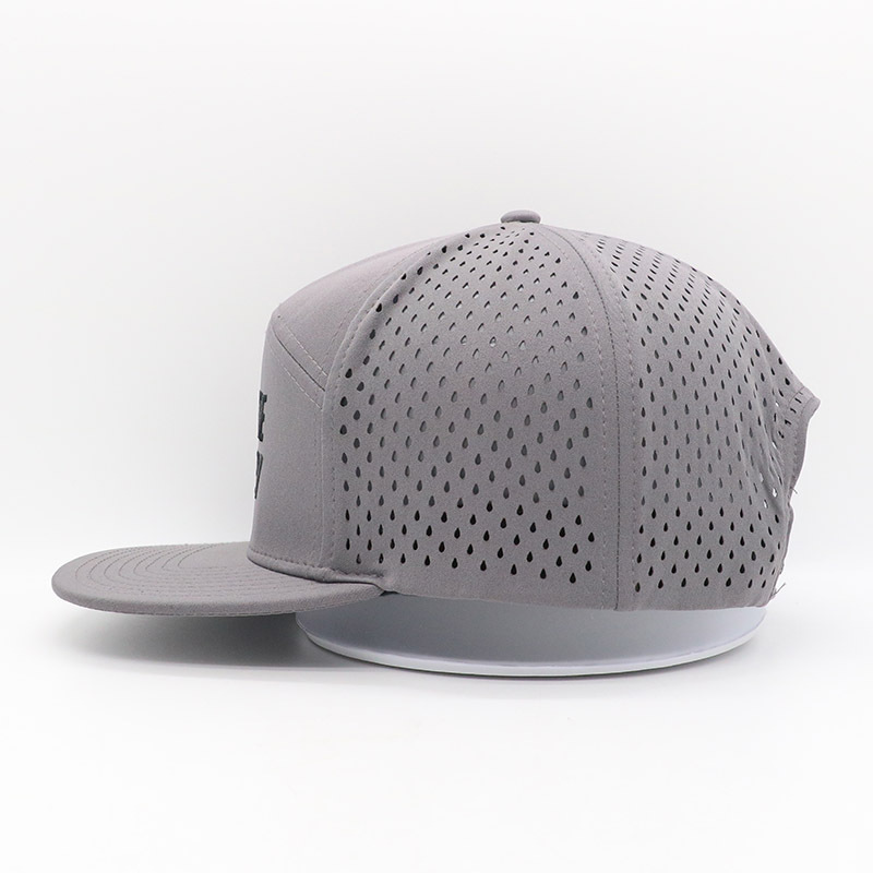 Custom High Quality 7 Panel Laser Cut Hole Sports Cap Snapback Hats For Men Women