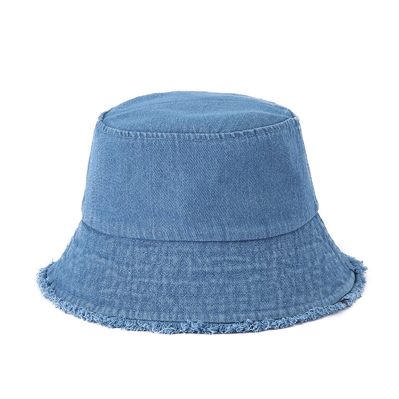 Hot Selling Eco Custom Traveling Woman Frayed Denim Jeans Bucket Hat Distressed Vintage Fisherman Beach Summer Bucket Hats