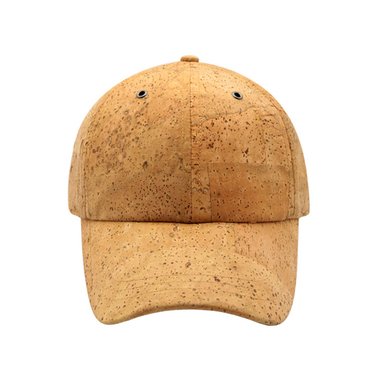 Men Eco Friendly Sustainable Recycled Cork Wooden Material 6 Panel Unstructured Curved Brim Sports Baseball Snapback Caps Hats