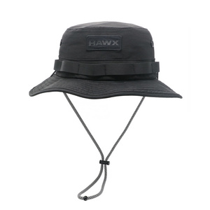 High Quality Vented Outdoor Boonie Safari Waterproof Hat Custom Rubber Patch Bucket Hat With Removable String