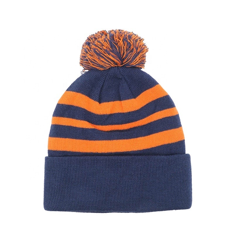 Wholesale Custom Knitted Beanie Four Season Hot Sale Stripe Beanie With Custom Logo